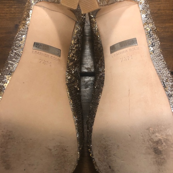 Badgley Mischka gold/silver flip sequin heels - Picture 3 of 4